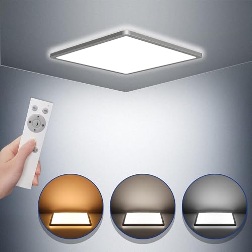 LEDYA LED Deckenleuchte Dimmbar, 24W Deckenlampe Flach 2700K-6500K, 2200LM, IP44 Wasserfest Badezimmer Lampe für Wohnzimmer,Schlafzimmer, Balkon, Küche, Flur, Keller, 295 x 295 x 25 mm von LEDYA