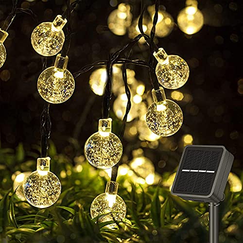 STANBOW Solar Lichterkette Aussen, 10M 100 LED Solarlichterkette Außen Wetterfest, Kristall Kugeln Lichterkette Draußen mit 8 Modi für Balkon, Gartendeko, Bäume, Terrasse, Hochzeiten (Warmweiß) von STANBOW