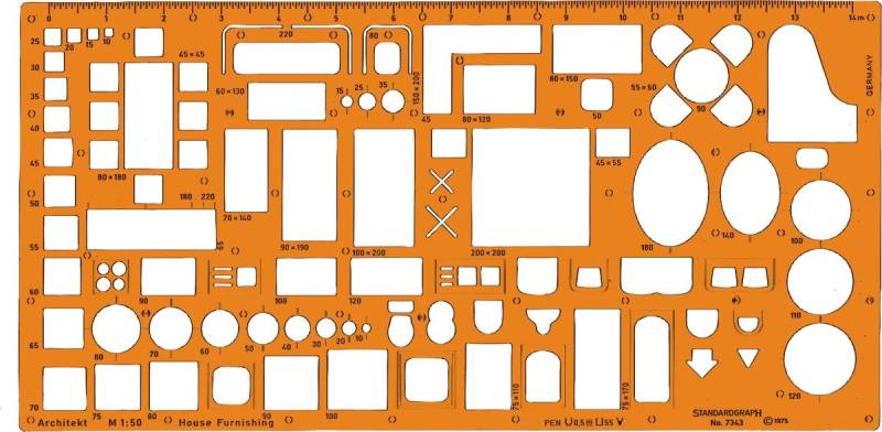 STANDARDGRAPH Zeichenschablone Zeichenschablone Möblierung 1:50 von STANDARDGRAPH