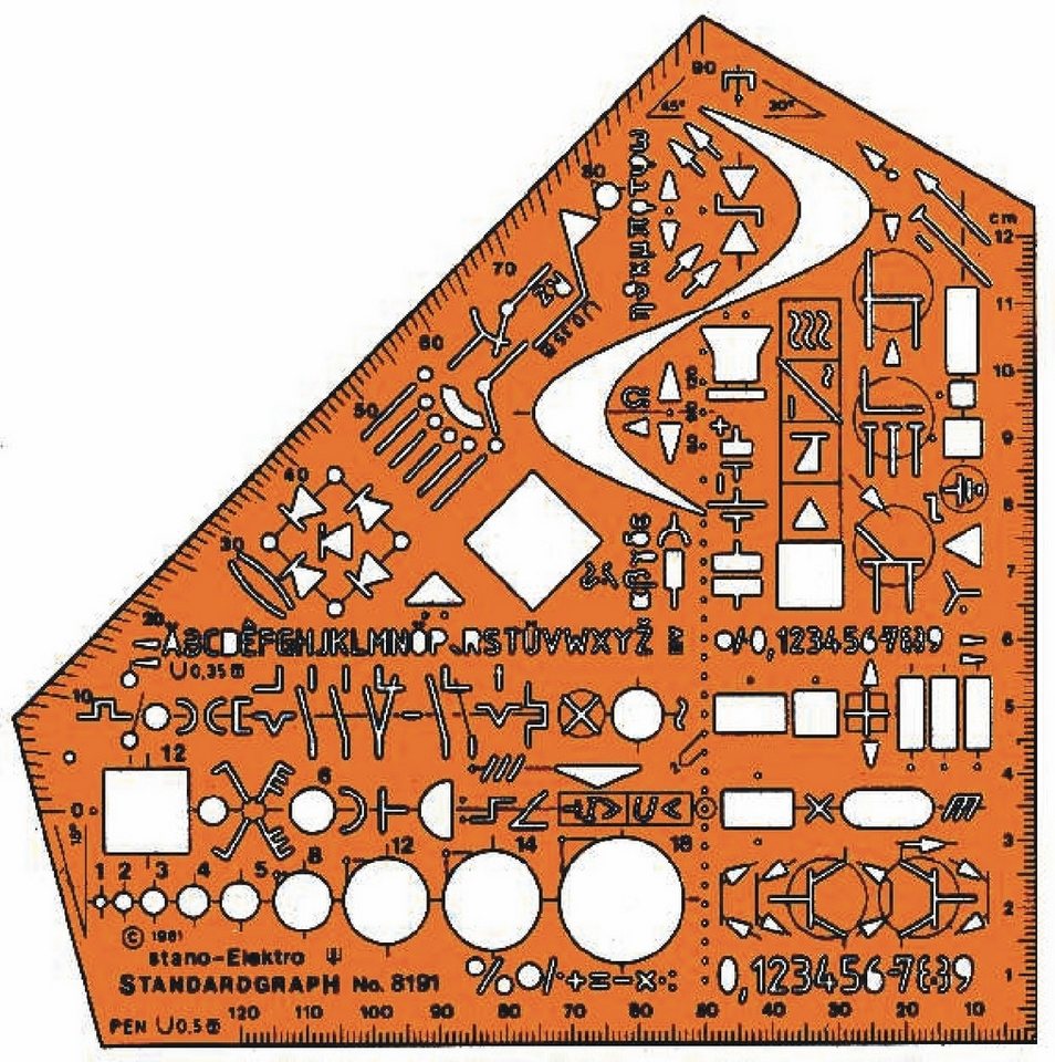 STANDARDGRAPH Zeichenschablone Zeichenschablone Stano Elektro 155x155 von STANDARDGRAPH