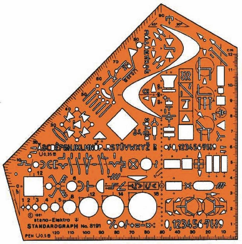 STANDARDGRAPH Zeichenschablone Zeichenschablone Stano Elektro 155x155. von STANDARDGRAPH