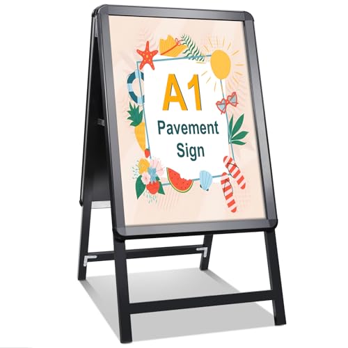 STANDNEE Kundenstopper A1 Plakatständer Outdoor Schwarz Bürgersteig Schild Rahmen Schild Doppelseitiges Display A-Board Schild Halter für Werbung (Schwarz-A1) von STANDNEE