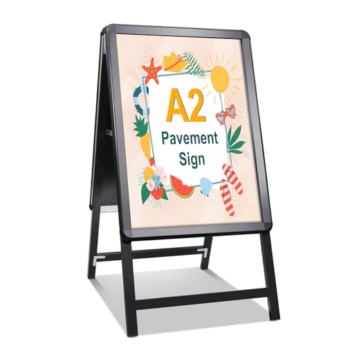 STANDNEE Kundenstopper A2 Plakatständer Outdoor Schwarz - Doppelseitiges A-Board Display für Werbung - Bürgersteig Schild Rahmen Halter (Schwarz-A2) von STANDNEE