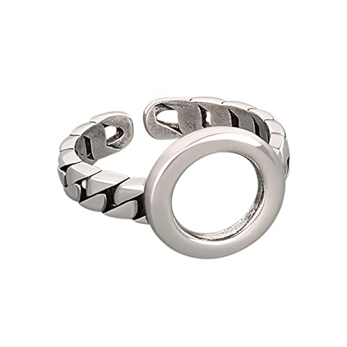 S925 Silber Einfacher Kreis Ring Lässiger Retro Wild Twist Geometrischer hohler   silberner runder Ring von STANG