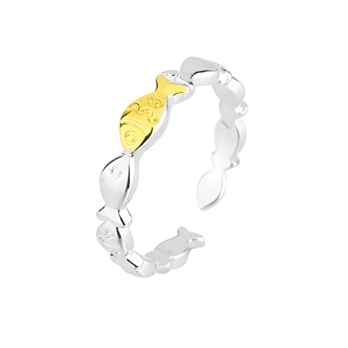 STANG 925 Silber Ringe für Frauen Gold Fisch Vintage Hochzeit Trendy Schmuck große verstellbare antike Ringe von STANG