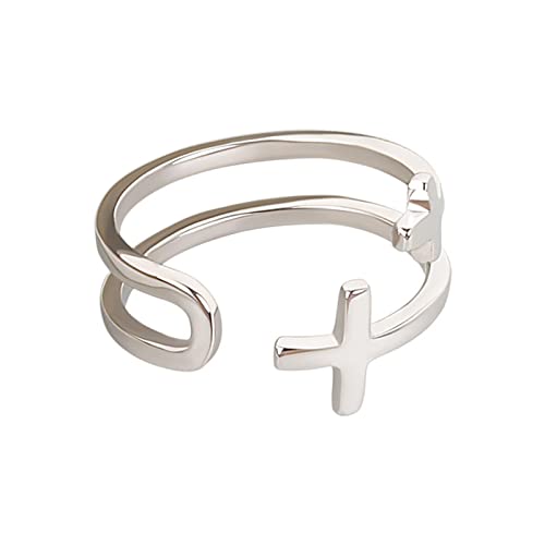 STANG 925 Silber Ringe für Männer Frauen Kreuz einfacher Stil vielseitiger dekorativer kompakter Ring Geschenk von STANG