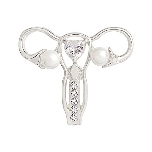 STANG Kristall Uterus Form Broschen Abzeichen Anstecknadel Simulierte Perle Zubehör Frauenpower Frauenrechte Feministisches Geschenk von STANG