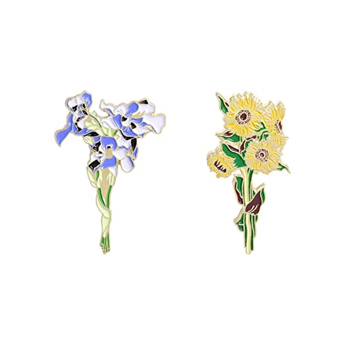 STANG Sonnenblumen Emaille Pins Benutzerdefinierte Iris Bouquet Broschen für Frauen Tasche Kleidung Anstecknadel Pflanze Abzeichen Schmuck Geschenk von STANG