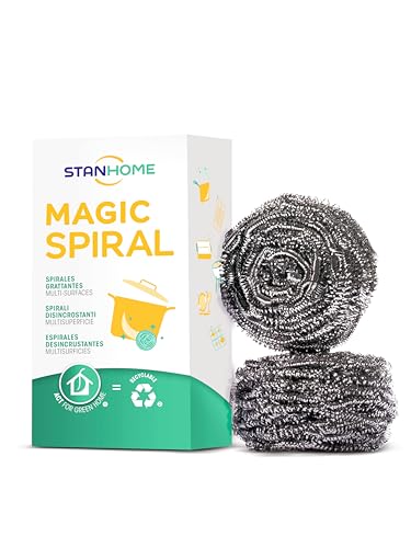 STANHOME Magic Spiral Mehrzweck-Entkalker, 2 Stück, entfernt Verkrustungen, ohne zu zerkratzen, aus Edelstahl, 2 Stück von STANHOME