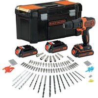BLACK+DECKER BDCHD181B3A Akku Schlagbohrschrauber 18V/3x1,5Ah Zubehör 120-tlg Koffer von STANLEY BLACK & DECKER