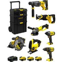 Stanley - FatMax Kit SVK705 (SFMCH900 + SFMCG400 + SFMCD720 + SFMCF800 + SFMCS500 + SFMCS600 + SFMCS300 +3x4,0Ah+Ladegerät +Caddy) von Stanley