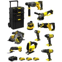 Stanley - FatMax Kit SVK1000 (SFMCH900+SFMCG400+SFMCD711+SFMCF800+SFMCS500+ SFMCS600+SFMCW220+SFMCS300+SFMCE500+SFMCL020+3 x2,0Ah) von Stanley