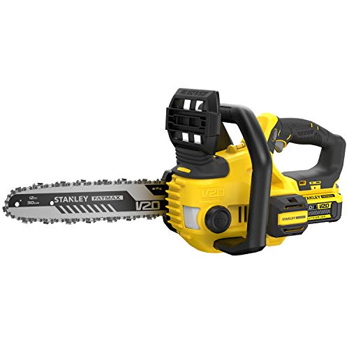 STANLEY FATMAX Akku-Kettensäge mit Lithium-Akku, Länge des Stabs und Schnittkapazität 30 cm, Doppelgriff 18 V 2,0 Ah, SFMCCS630M1-QW von Stanley