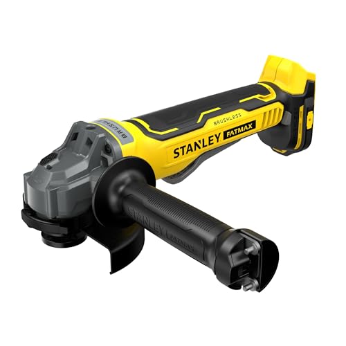 Stanley FatMax V20 Akku-Winkelschleifer SFMCG700B (18V, 125mm Scheiben-ø, bürstenloser Motor, robustes Aluminium-Druckgussgehäuse, Lieferung ohne Akku und Ladegerät), SFMCG700B-XJ, Gelb/Schwarz, ohne Akku & Ladegerät von Stanley - FatMax