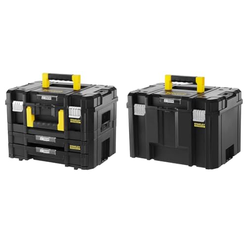 Stanley FatMax Pro-Stack Werkzeugkoffer Combo, FMST1-71981 & Stanley FatMax Werkzeugkoffer / Werkzeugkasten TSTAK VI, 23L Fassungsvermögen, mit Metallschließen und herausnehmbarer Trage, FMST1-71971 von STANLEY Tools