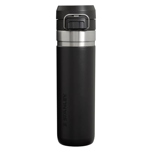 Stanley Quick Flip Trinkflasche Edelstahl 24OZ - Hält 7+ Stunden Kalt - Wasserflasche BPA-Frei - Spülmaschinenfest - Druckverschlussdeckel - Thermosflasche Auslaufsicher - Black 2.0 von STANLEY