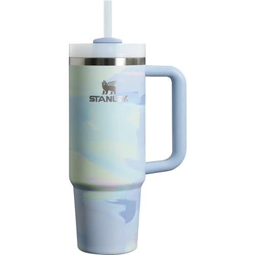 STANLEY Quencher H2.0 FlowState Trinkbecher, vakuumisoliert, aus Edelstahl mit Deckel und Trinkhalm, für Wasser, Eistee oder Kaffee (Kühler, ruhiger Pinselstrich, 1,2 Liter) von STANLEY