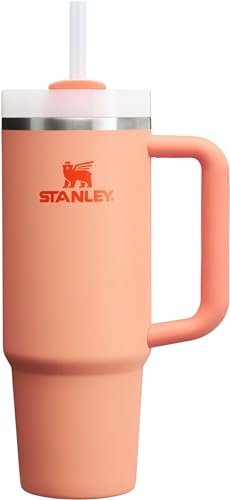 STANLEY Nectarine Quencher H2.0 FlowState Vakuumisolierter Becher aus Edelstahl mit Deckel und Strohhalm für Wasser, Eistee oder Kaffee (Nektarine, 1,2 l von STANLEY