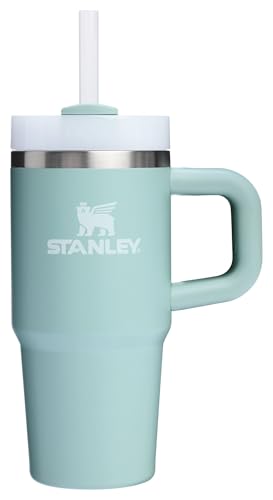STANLEY Quencher H2.0 Becher mit Griff und Strohhalm, 400 ml, Flowstate Deckel mit 3 Positionen, Getränkehalter, kompatibel für Reisen, isolierter Edelstahlbecher, BPA-frei, Meeresschaum von STANLEY