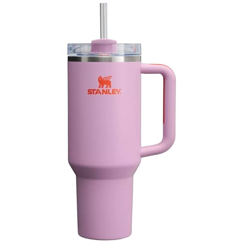 STANLEY Quencher H2.0 FlowState Trinkbecher, vakuumisoliert, aus Edelstahl mit Deckel und Trinkhalm, für Wasser, Eistee oder Kaffee, Violett (Amethyst), 1,2 l von STANLEY