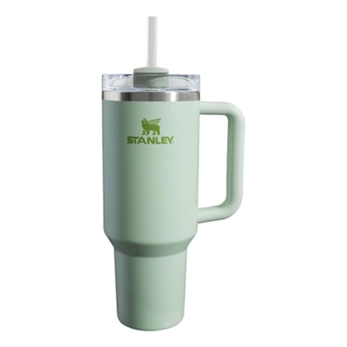 STANLEY Quencher H2.0 FlowState Trinkbecher, vakuumisoliert, aus Edelstahl mit Deckel und Trinkhalm, für Wasser, Eistee oder Kaffee (Göttliches Grün, 1,2 Liter) von STANLEY