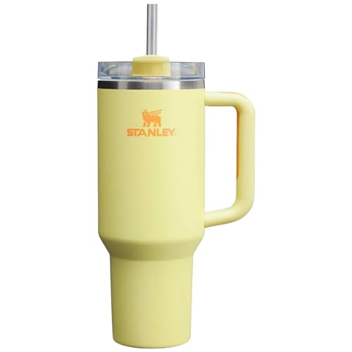 STANLEY Quencher H2.0 FlowState Vakuumisolierter Becher aus Edelstahl mit Deckel und Strohhalm für Wasser, Eistee oder Kaffee (Sunshine, 1,2 l) von STANLEY