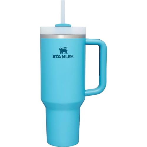 STANLEY Quencher H2.0 FlowState Trinkbecher, vakuumisoliert, aus Edelstahl mit Deckel und Trinkhalm, für Wasser, Eistee oder Kaffee (Blaufarbig, 1,2 Liter) von STANLEY