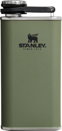 Stanley Klassischer Flachmann, leicht zu befüllen, breite Öffnung, auslaufsicher, Scharnier verbunden, verliert nie den Deckel, isolierter Edelstahl-Likörbehälter, BPA-frei, getrocknete Kiefer von STANLEY