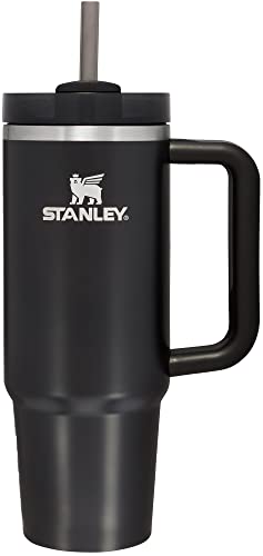 STANLEY Quencher H2.0 FlowState Edelstahl-Vakuumisolierter Becher mit Deckel und Strohhalm für Wasser, Eistee oder Kaffee, Smoothie und mehr, Black Glow, 850 ml von STANLEY