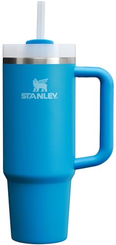 Stanley Quencher H2.0 FlowState vakuumisolierter Becher aus Edelstahl mit Deckel und Trinkhalm, für Wasser, Eistee oder Kaffee, Smoothie und mehr, Azurblau, 887 ml von STANLEY