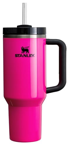 Stanley Quencher H2.0 FlowState Vakuumisolierter Becher aus Edelstahl mit Deckel und Strohhalm für Wasser, Eistee oder Kaffee, Smoothie und mehr, Electric Pink, 1,2 l von STANLEY
