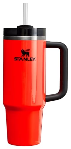 Stanley Quencher H2.0 FlowState Vakuumisolierter Becher aus Edelstahl mit Deckel und Strohhalm für Wasser, Eistee oder Kaffee, Smoothie und mehr, Neonorange, 850 ml, 10-12551-030 von STANLEY