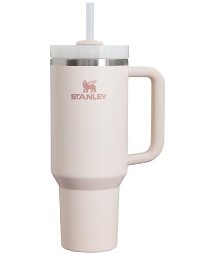 Stanley Quencher H2.0 FlowState vakuumisolierter Becher aus Edelstahl mit Deckel und Trinkhalm, für Wasser, Eistee oder Kaffee, Smoothie und mehr, Rosenquarz 2.0, 1,2l von STANLEY