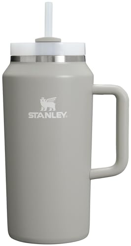 Stanley Quencher H2.0 FlowState vakuumisolierter Trinkbecher aus Edelstahl mit Deckel und Trinkhalm, für Wasser, Eistee oder Kaffee, Smoothies und mehr, Aschefarbe, 1,9 l von STANLEY