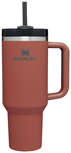 STANLEY Quencher H2.0 Soft Matte Collection, vakuumisolierter Edelstahlbecher mit Deckel und Strohhalm für eisgekühlte und kalte Getränke, Rotrost, 1,2 l von STANLEY