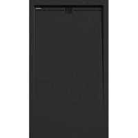 Mineralguss-Duschwanne extra flach ARCO Schieferoptik SCHWARZ 80x110 cm Auslaufschutz in Farbe von STANO.