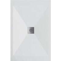 Mineralguss-Duschwanne extra flach DEXA Schieferoptik WEIß 80x160 cm von STANO.