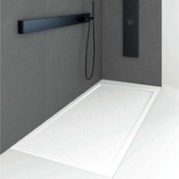 Mineralguss-Duschwanne extra flach quore Schieferoptik weiss 80x110cm von STANO.