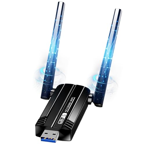USB WLAN Stick Adapter für PC - 1300Mbps USB 3.0 WiFi Adapter 2.4GHz/5.8GHz Dual Band Internet Stick mit 2 x 5dBi Antenna für PC/Laptop, Kompatibel mit Windows 11/10/8/7/Vista/XP, Mac OS 10.9-10.15 von STAPERFO