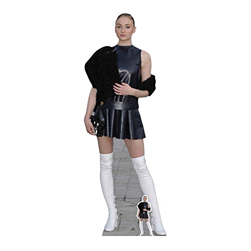 Celebrity Standee In Lebensgröße Sophie Turner shortblackskirt und whiteboots Life Größe Pappe mit Tisch Top Mini Schnitt Out, Multi Farbe von STAR CUTOUTS