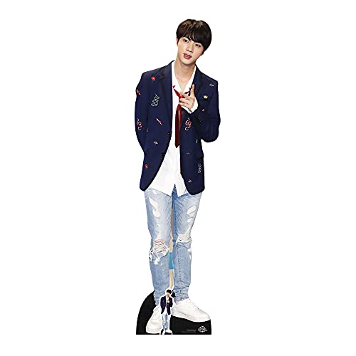 STAR CUTOUTS CS748 Jin Lifesize Pappaufsteller mit kostenlosem Schreibtischausschnitt, Kim Seok-Jin (Jin) Red Tie Stand von Bangtan Boys von STAR CUTOUTS