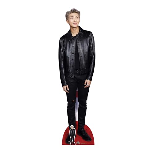 STAR CUTOUTS CS750 RM Lifesize Cardboard Free Desktop Cutout of Kim NAM-Joon (Rap Monster Standup) Black Leather Bangtan Boys, Mehrfarbig von STAR CUTOUTS