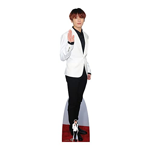 STAR CUTOUTS CS973 Jungkook Bangtan Boys Jeon Jung-kook winkender Pappaufsteller in Lebensgröße mit kostenlosem Mini, regulär, Weiß von STAR CUTOUTS