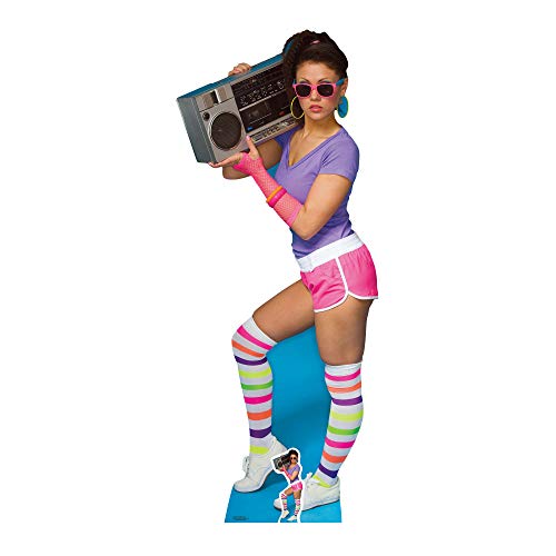 STAR CUTOUTS Ltd SC1023 80's Neon Boombox Girl, Karton, Mehrfarbig, 177 x 73 x 177 cm, Pappe, Regular von STAR CUTOUTS