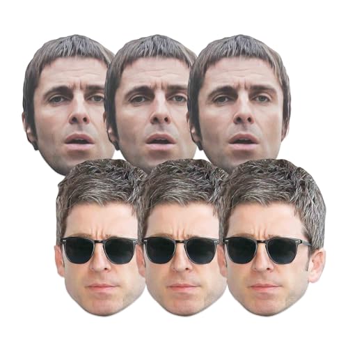 Star Cutouts CMP006 Liam und Noel Gallagher Masks Six Pack Cardboard Face Masks with Tabs and Elastic von STAR CUTOUTS