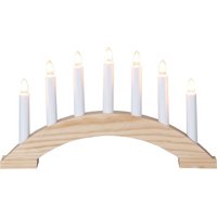 Star Trading - Fensterleuchter Bea von Kerzenständer mit 7 Glühbirnen E10 warmweiß, Weihnachtsdeko aus Holz in Natur, Kabelschalter, Länge: 39 cm von STAR TRADING