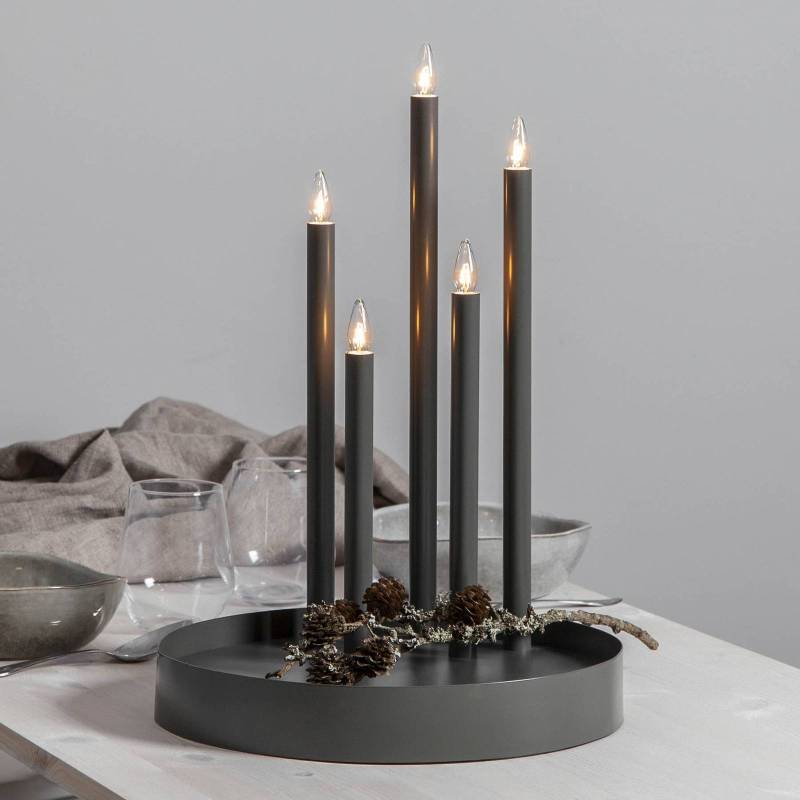 Kerzenleuchter Deco, fünfflammig, nebelgrau von STAR TRADING