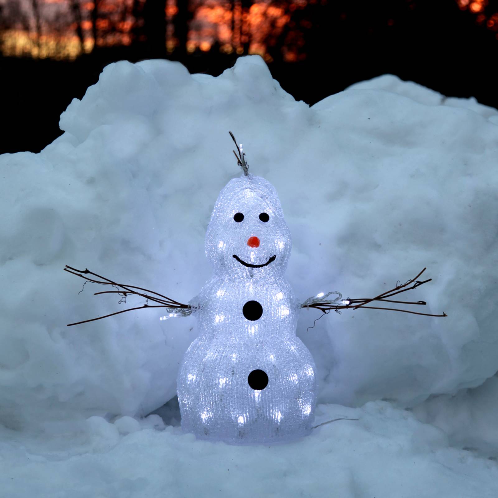 Kleine LED-Figur Crystal Snowman f. außen von STAR TRADING
