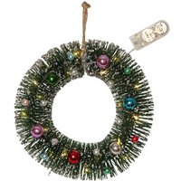 Kleiner Deko-Weihnachtskranz ,Decorini', geschmückt, LED Beleuchtung, Batterie + Timer, grün, Ø 20cm von STAR TRADING