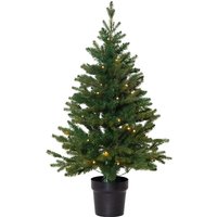 Künstlicher Weihnachtsbaum Byske von kleiner Tannenbaum in Grün mit Topf und led Lichterkette für innen und außen, warmweiß mit Timer, Sensor, von STAR TRADING